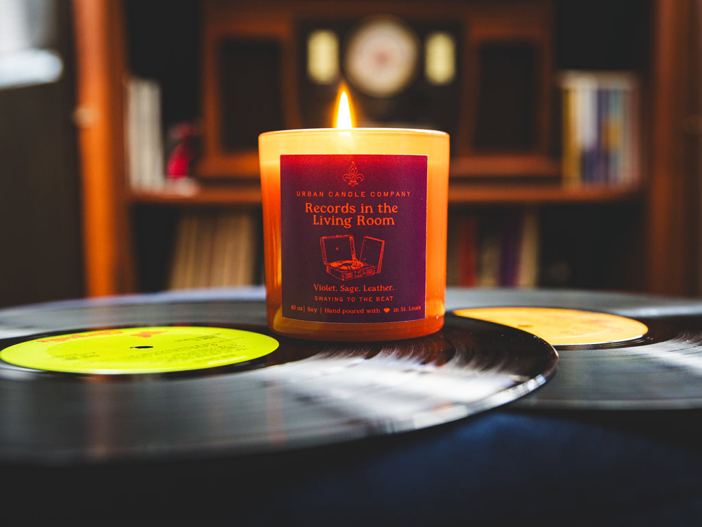 Records in the Living Room Candle